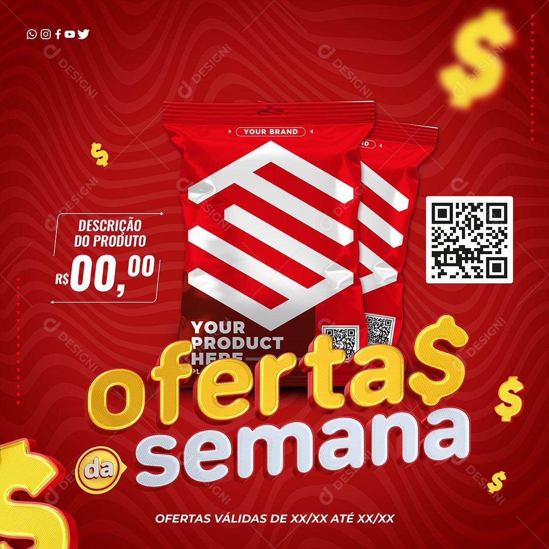 Post Feed Supermercado Ofertas da Semana Social Media PSD Editável
