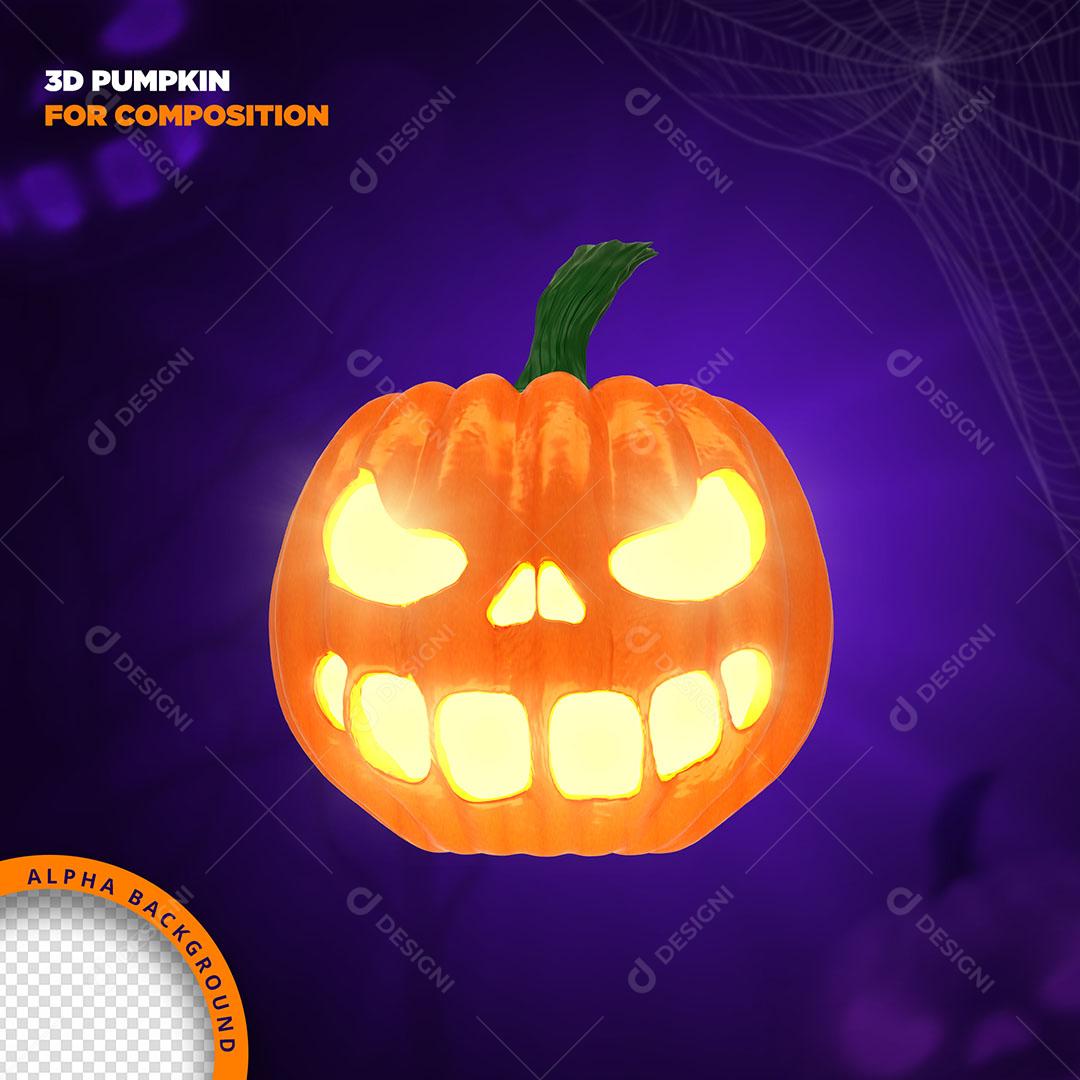 Abóbora de Halloween Elemento 3D Para Composição PNG Transparente