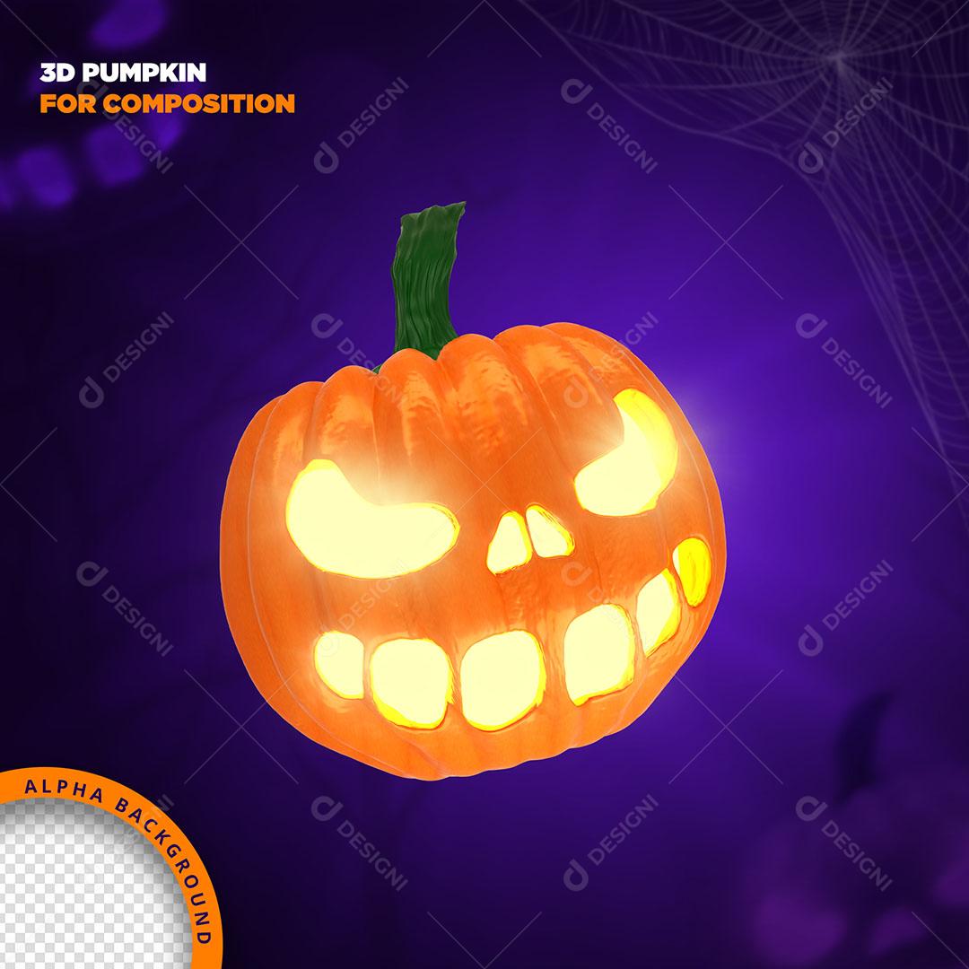 Abóbora de Halloween Elemento 3D Para Composição PNG Transparente