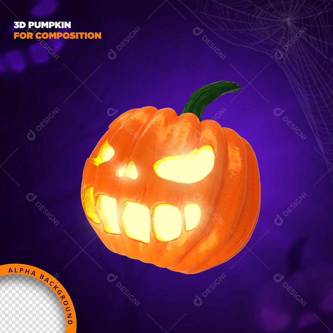 Abóbora de Halloween Elemento 3D Para Composição PNG Transparente