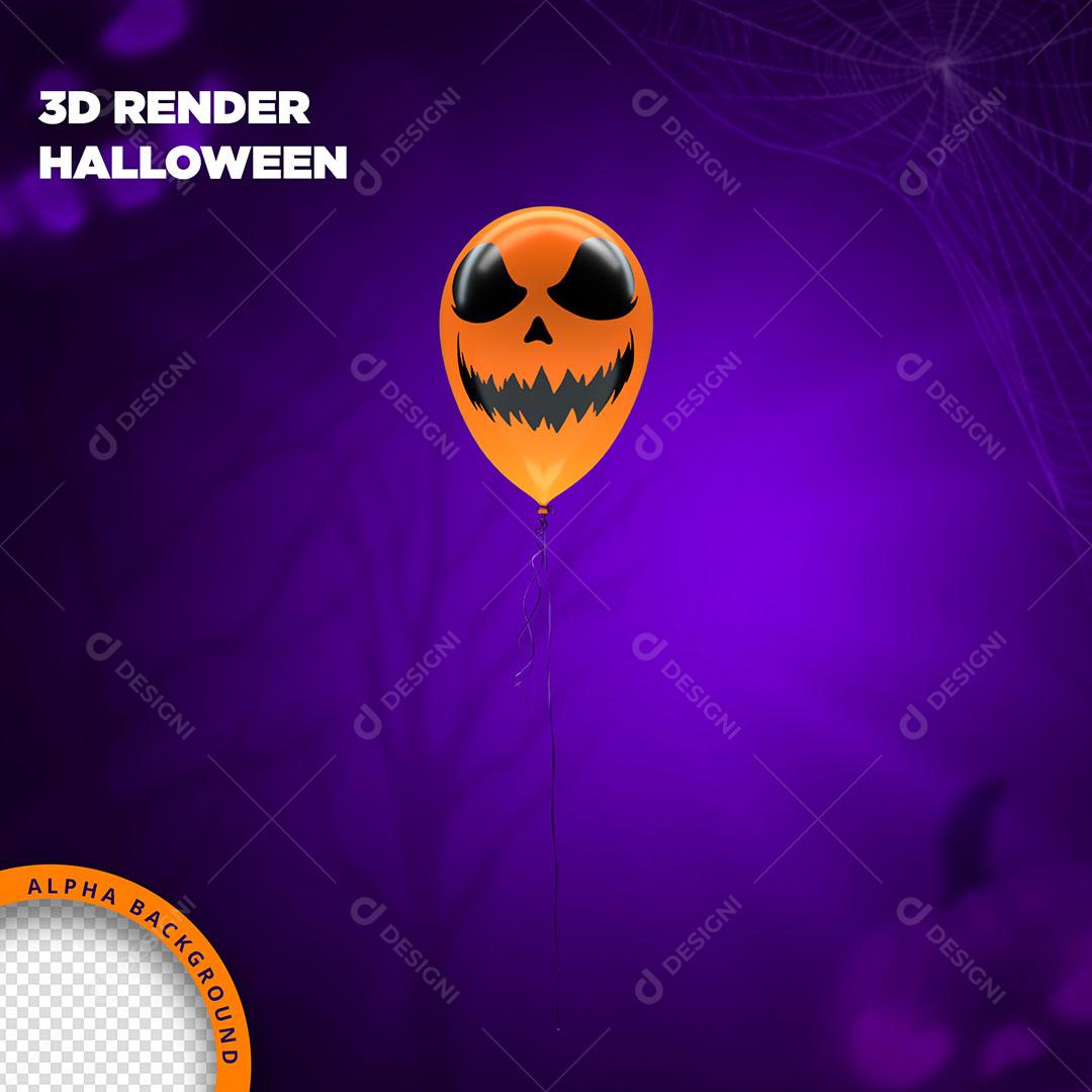 Balão de Halloween Elemento 3D Para Composição PNG Transparente