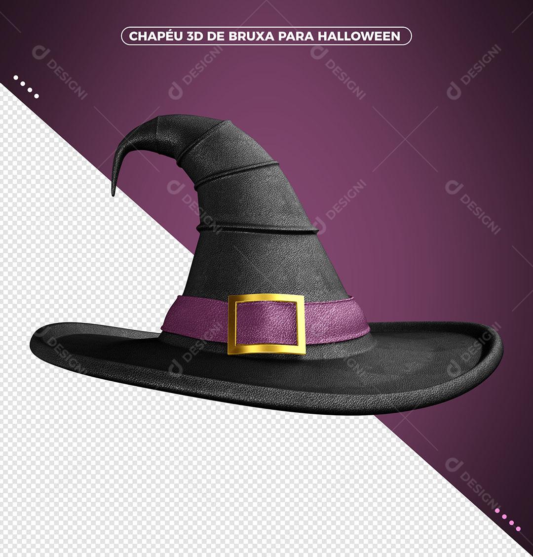 Chapéu de Bruxa para Halloween Isolado no Fundo Roxo PSD