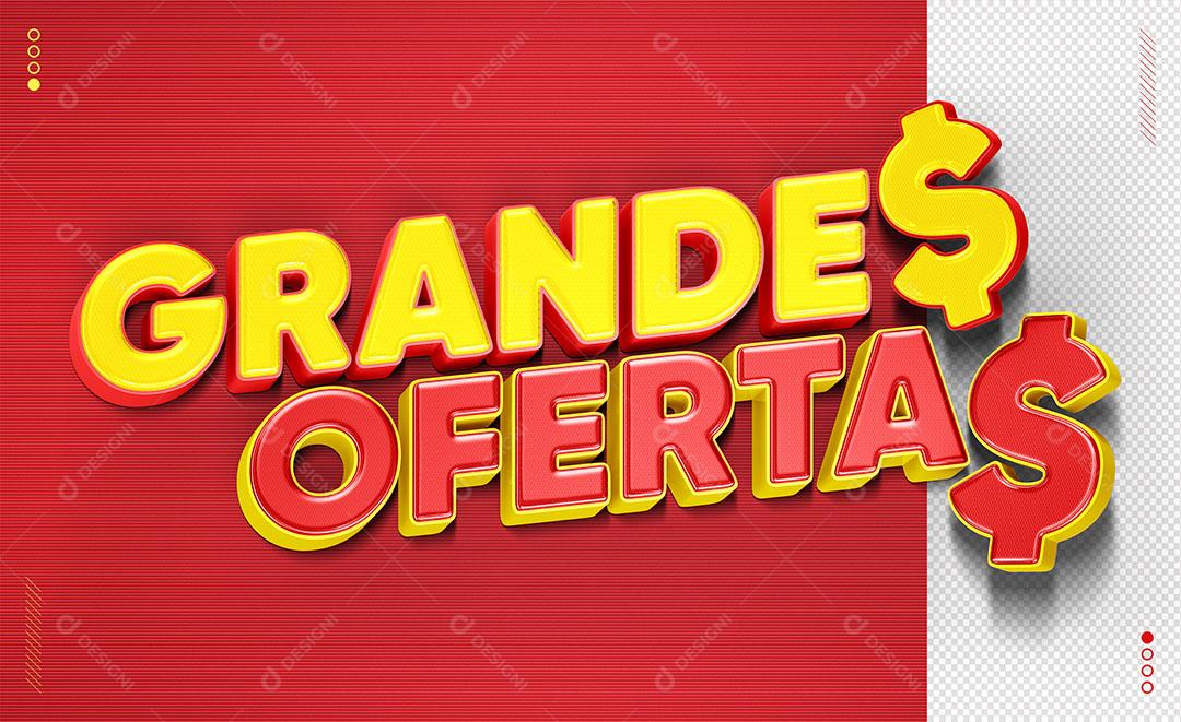 Selo 3D Grandes Ofertas Vermelho Fundo Transparente PSD