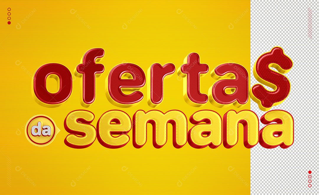 Selo 3D Ofertas da Semana Amarelo Fundo Transparente PSD
