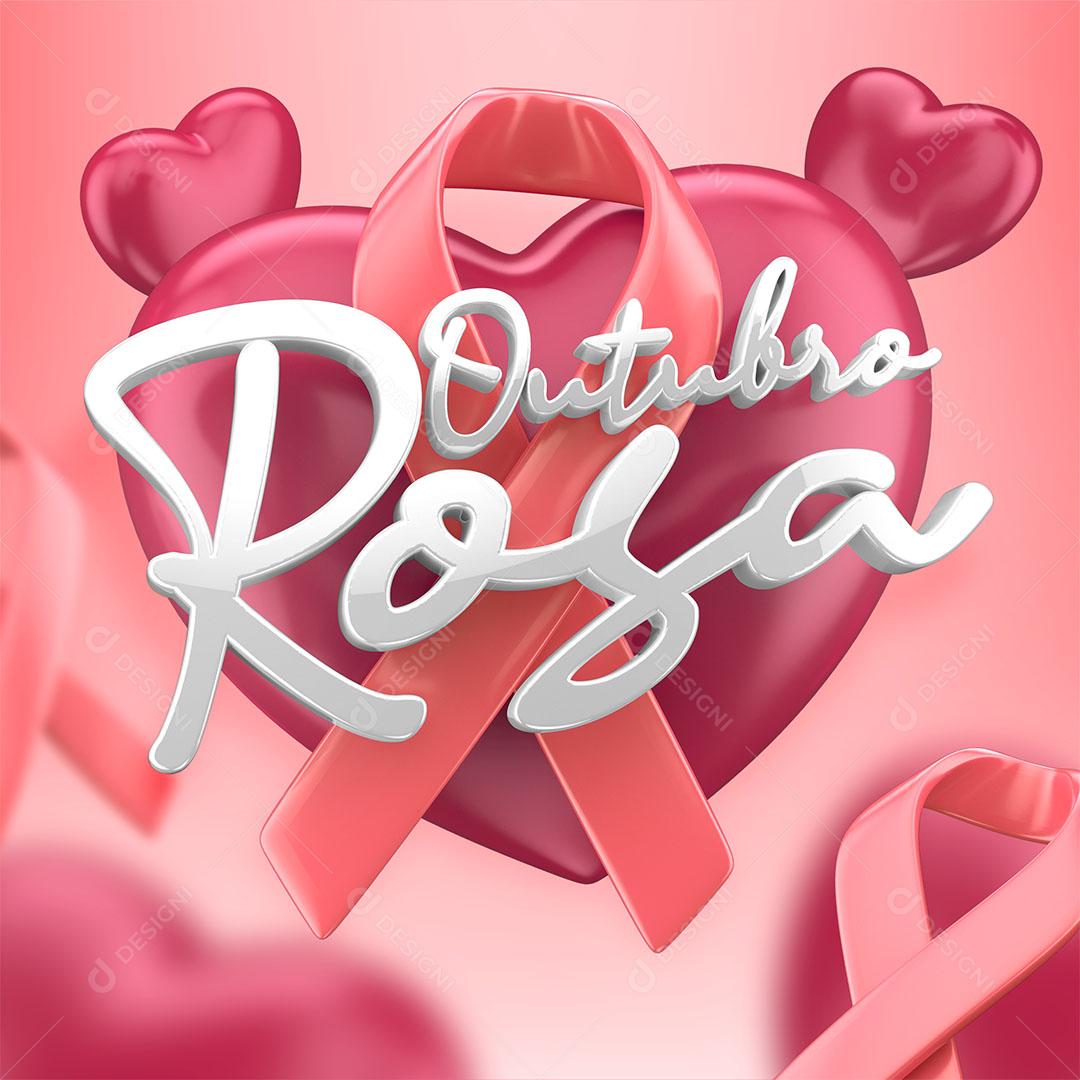 Outubro Rosa Selo 3D Para Composição PSD
