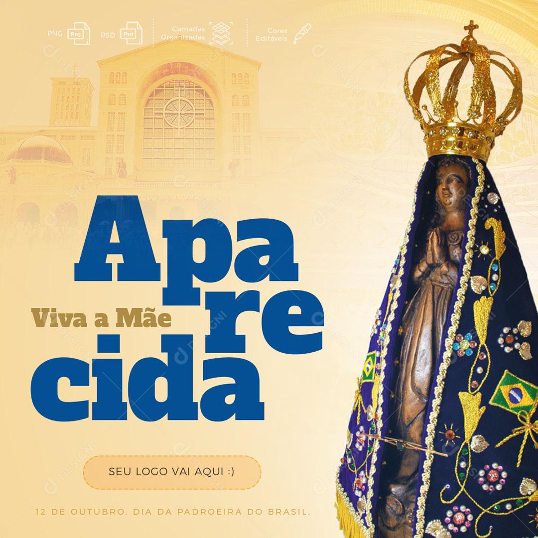 Post Feed Viver a Mãe Aparecida Social Media PSD Editável