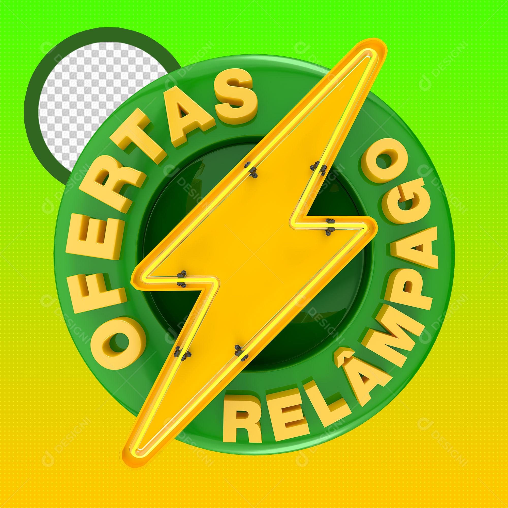 Ofertas Relâmpago Selo 3D Para Composição PSD