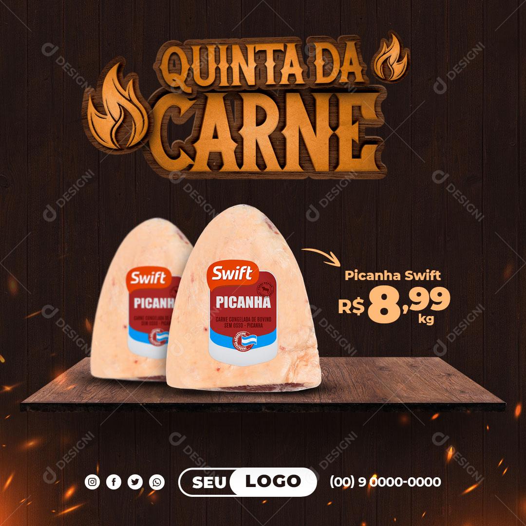Post Feed Açougue Quinta da Carne Picanha Social Media PSD Editável
