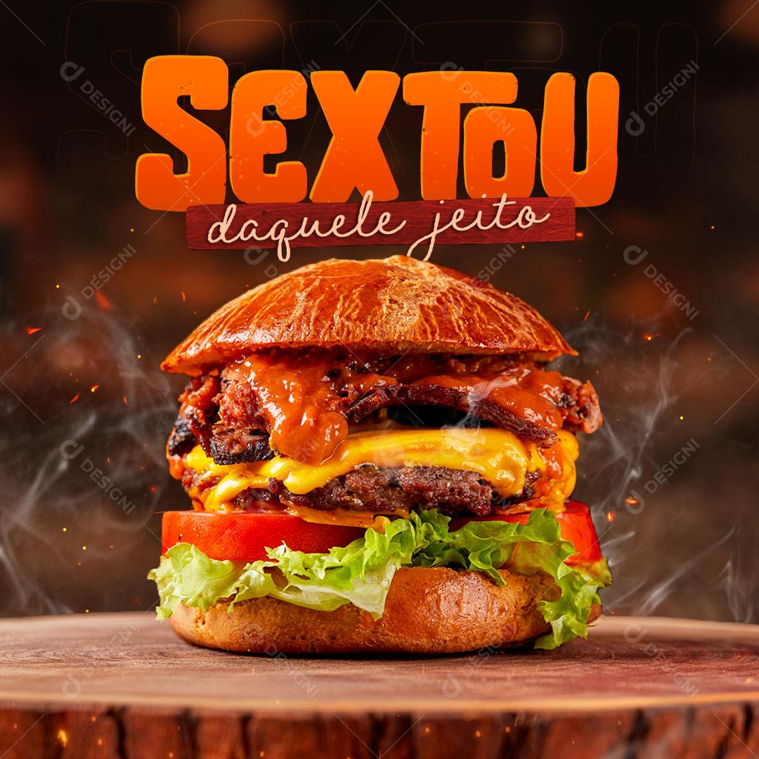 Post Feed Hamburgueria Sextou Daquele Jeito Social Media PSD Editável