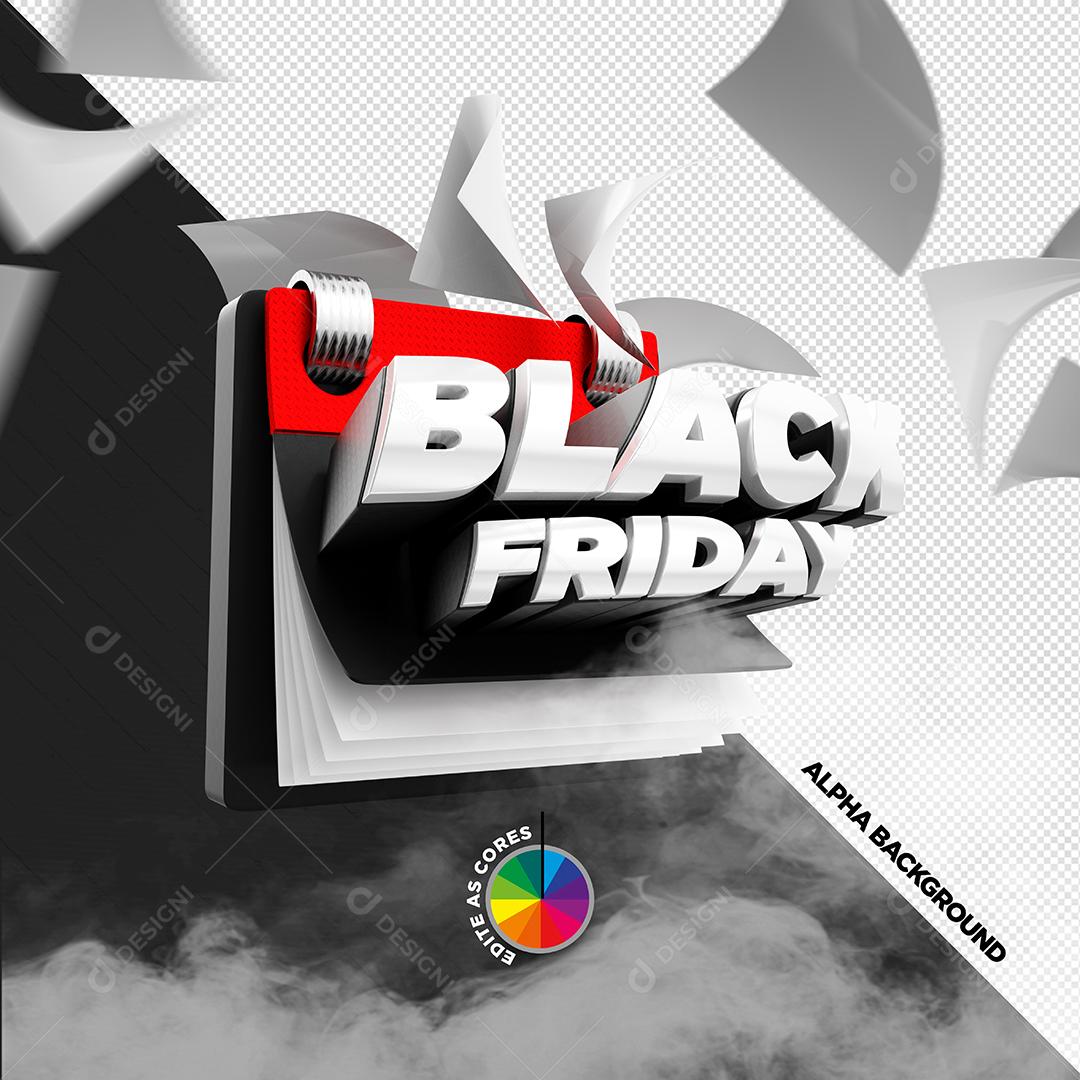 Selo 3D Black Friday Cores Editáveis Social Media PSD Editável