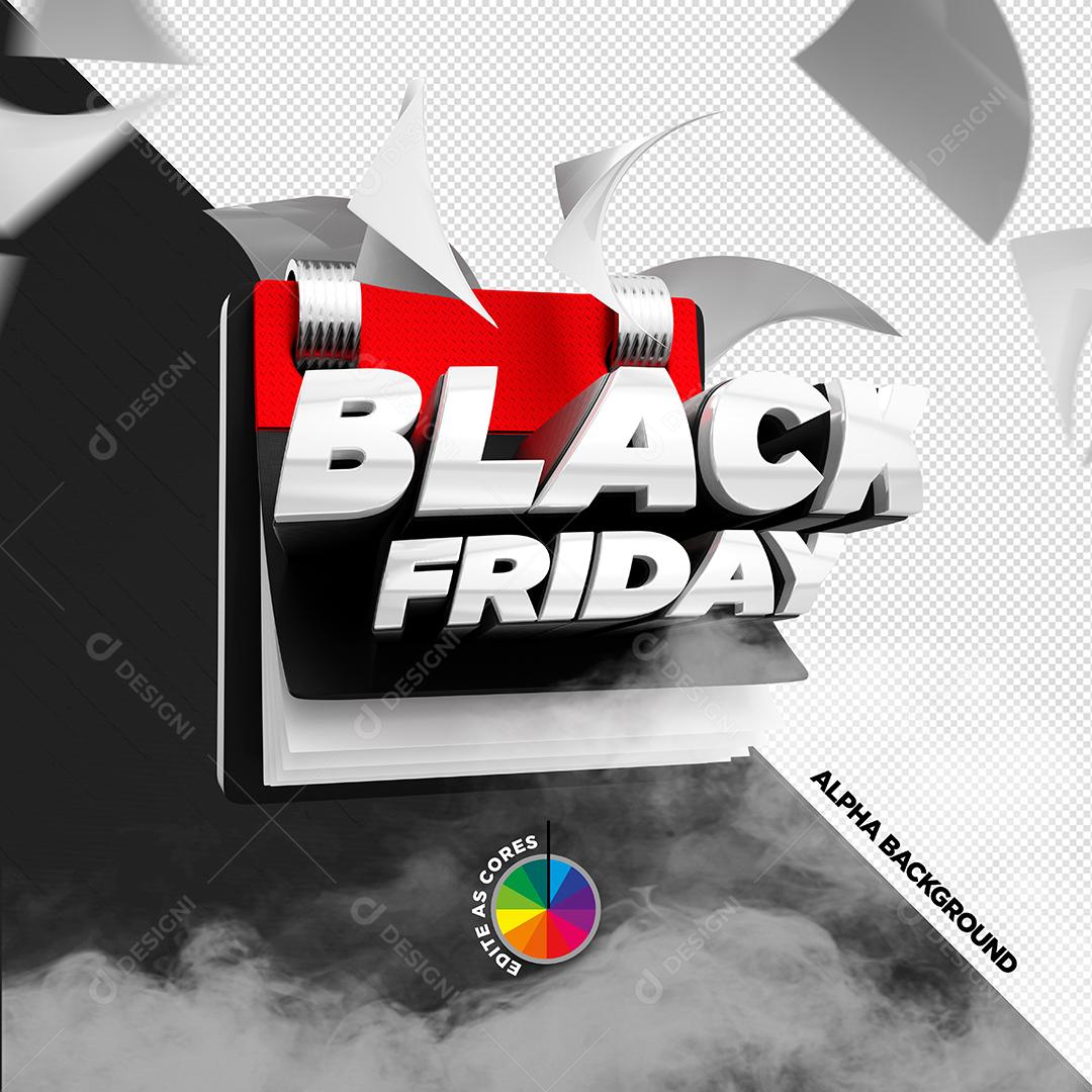 Selo 3D Black Friday Cores Editáveis Social Media PSD Editável