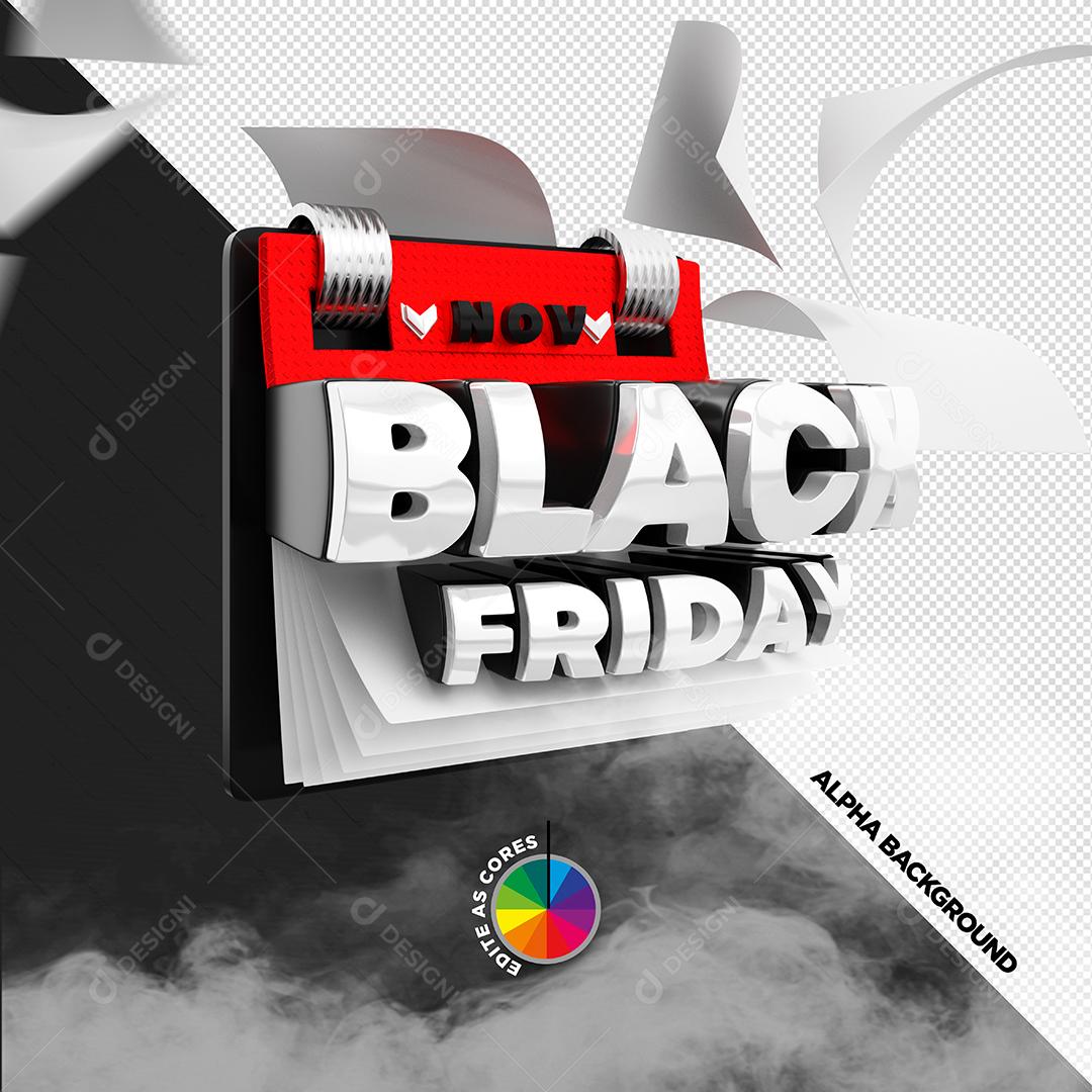Selo 3D Black Friday Cores Editáveis Social Media PSD Editável