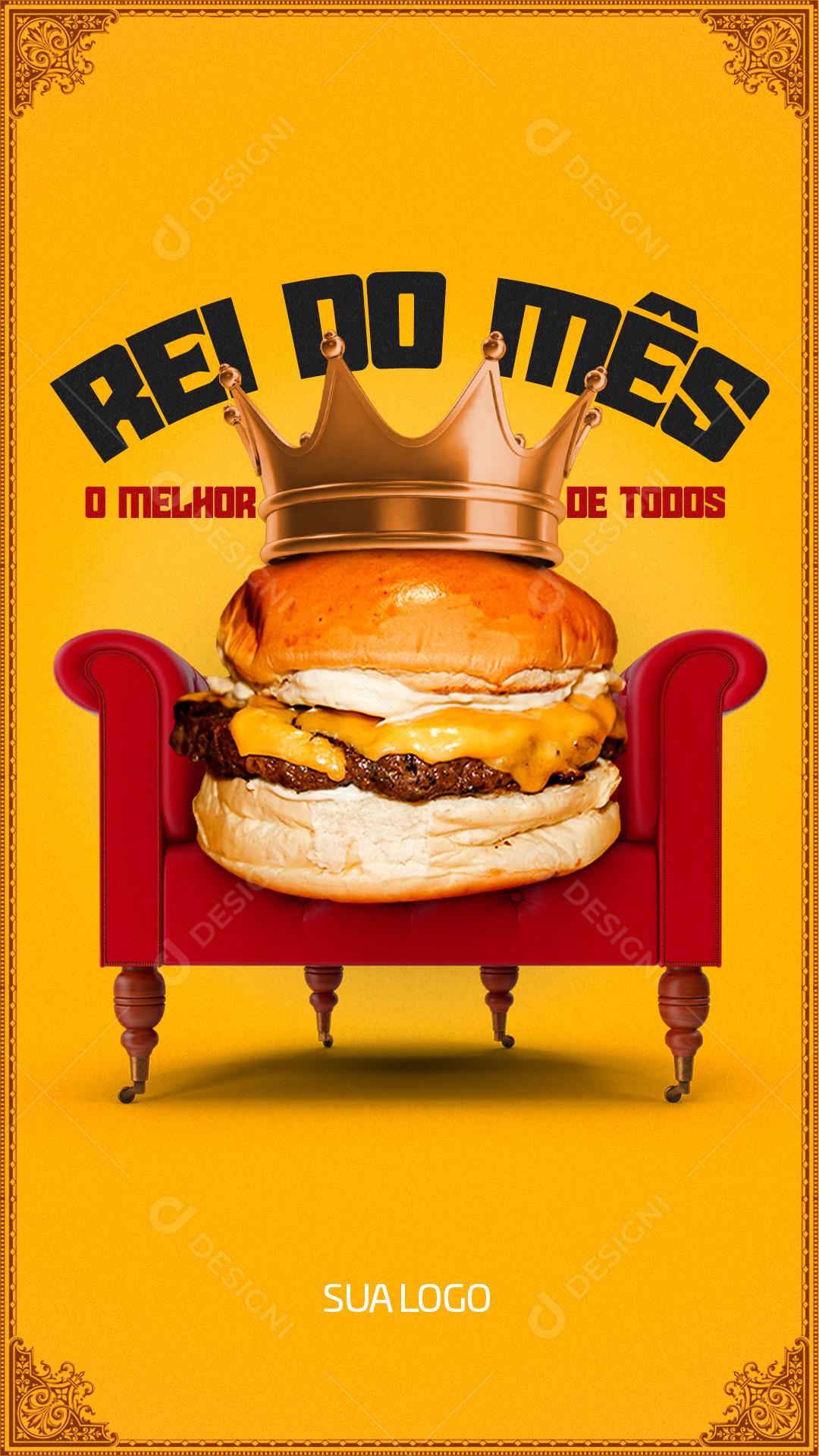 Post Feed Hambúrguer Rei do Mês Social Media PSD Editável