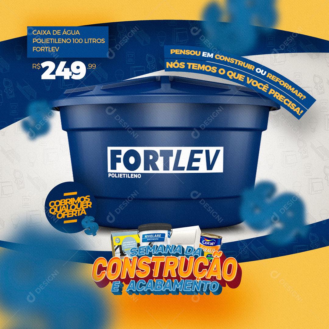 Post Feed Construtora Semana da Construção e Acabamento Caixa dágua Social Media PSD Editável