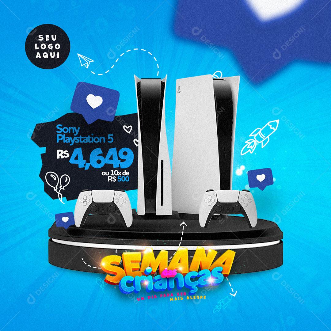 Post Feed Semana Das Crianças Produto Eletrônico Social Media PSD Editável