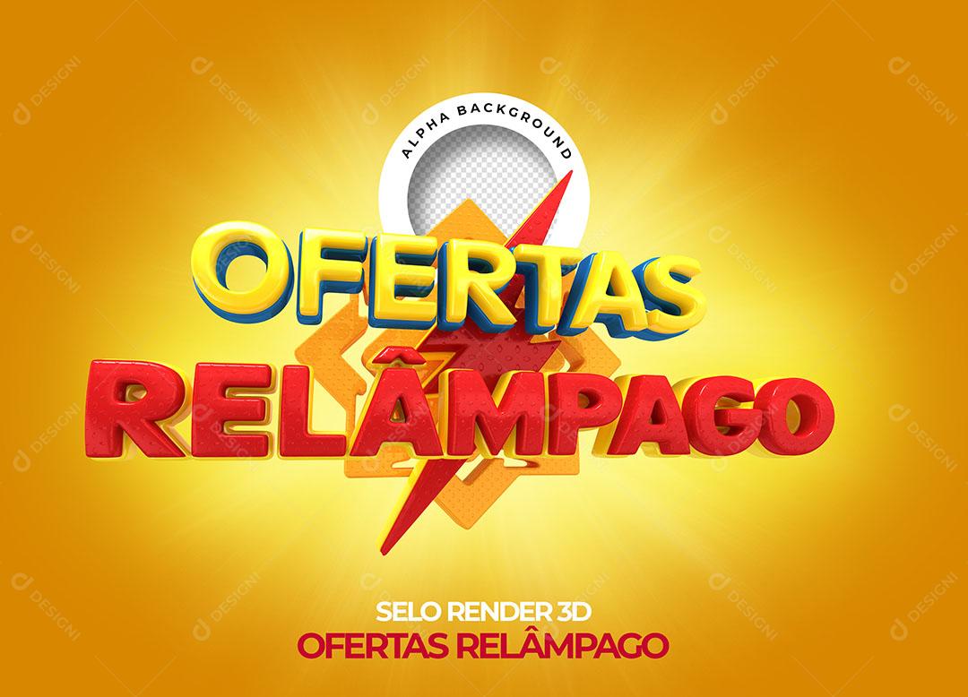 Ofertas Relâmpago Selo 3D Para Composição PNG Transparente