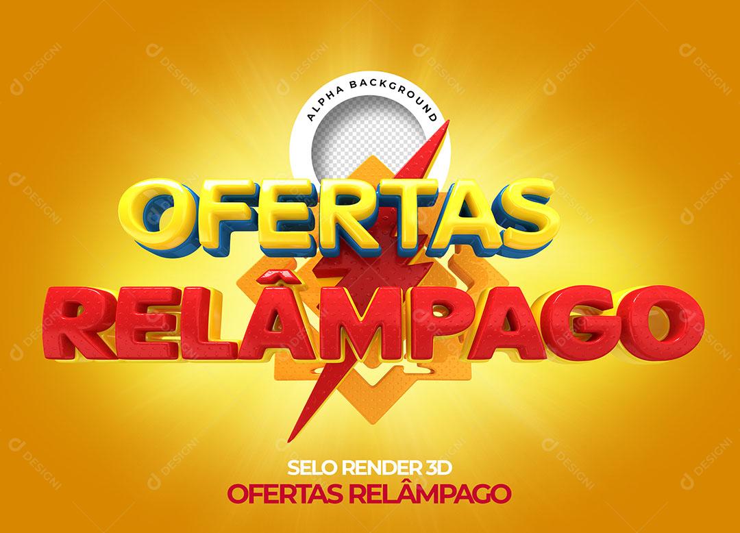 Ofertas Relâmpago Selo 3D Para Composição PNG Transparente