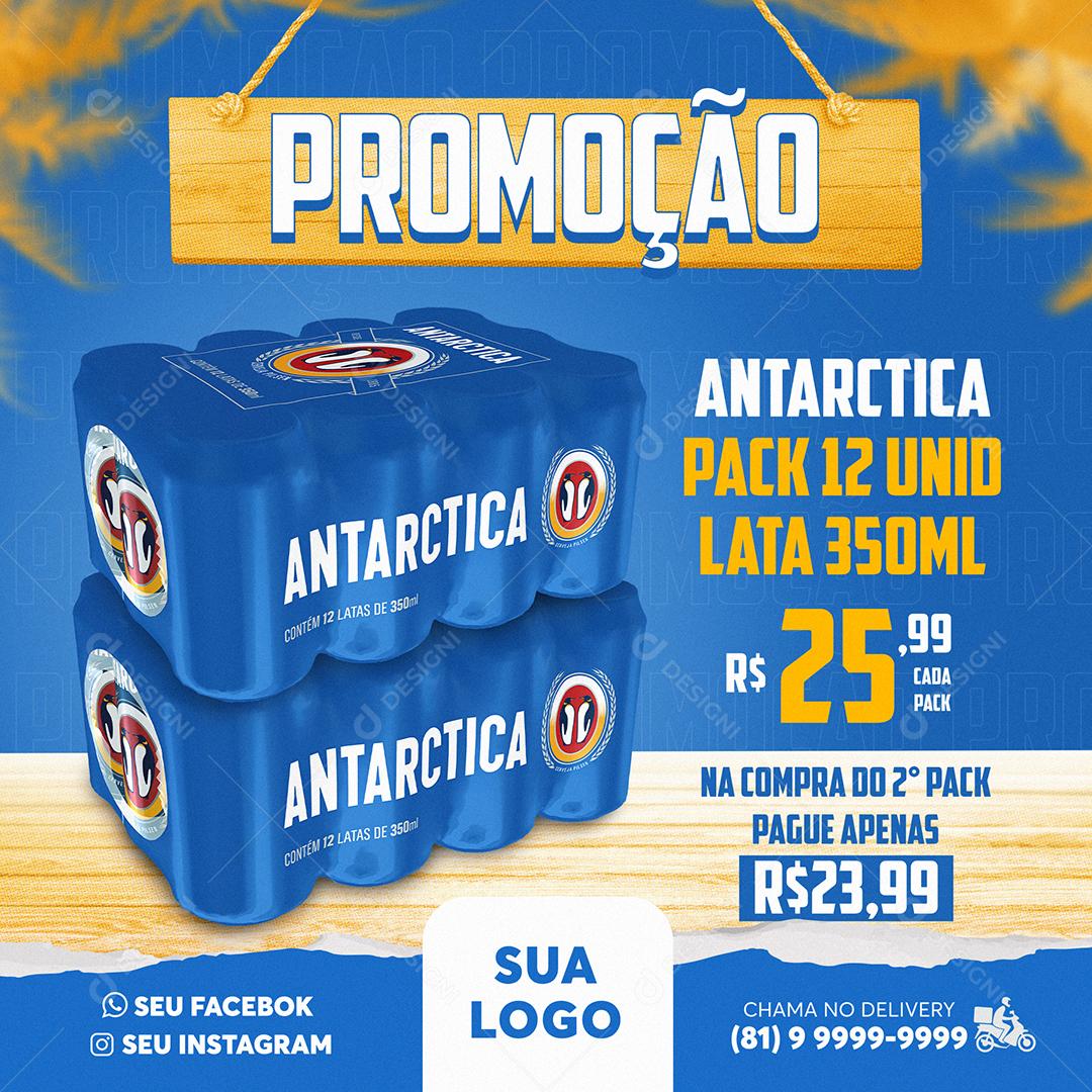 Post Feed Distribuidora Promoção Cerveja Antarctica Pack Social Media PSD Editável
