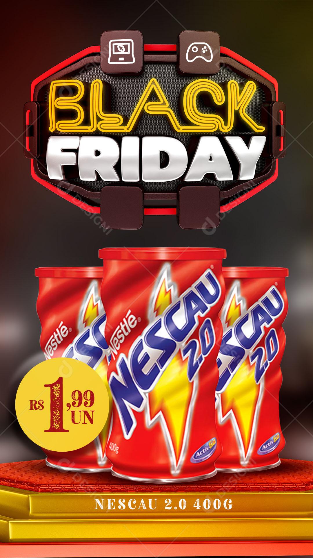 Post Story Supermercado Black Friday Produtos Nescau Social Media PSD Editável