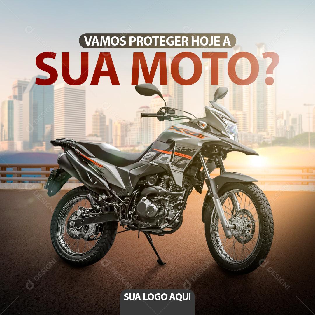 Post Feed Vamos Proteger Sua Moto Social Media PSD Editável