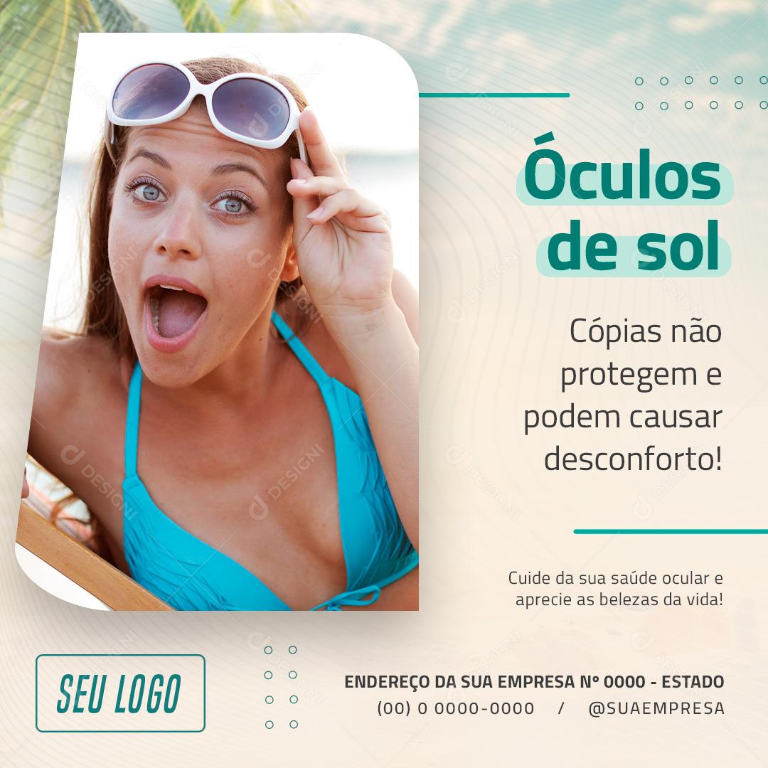 Óculos De Sol Cópias Não Protegem Social Media PSD Editável
