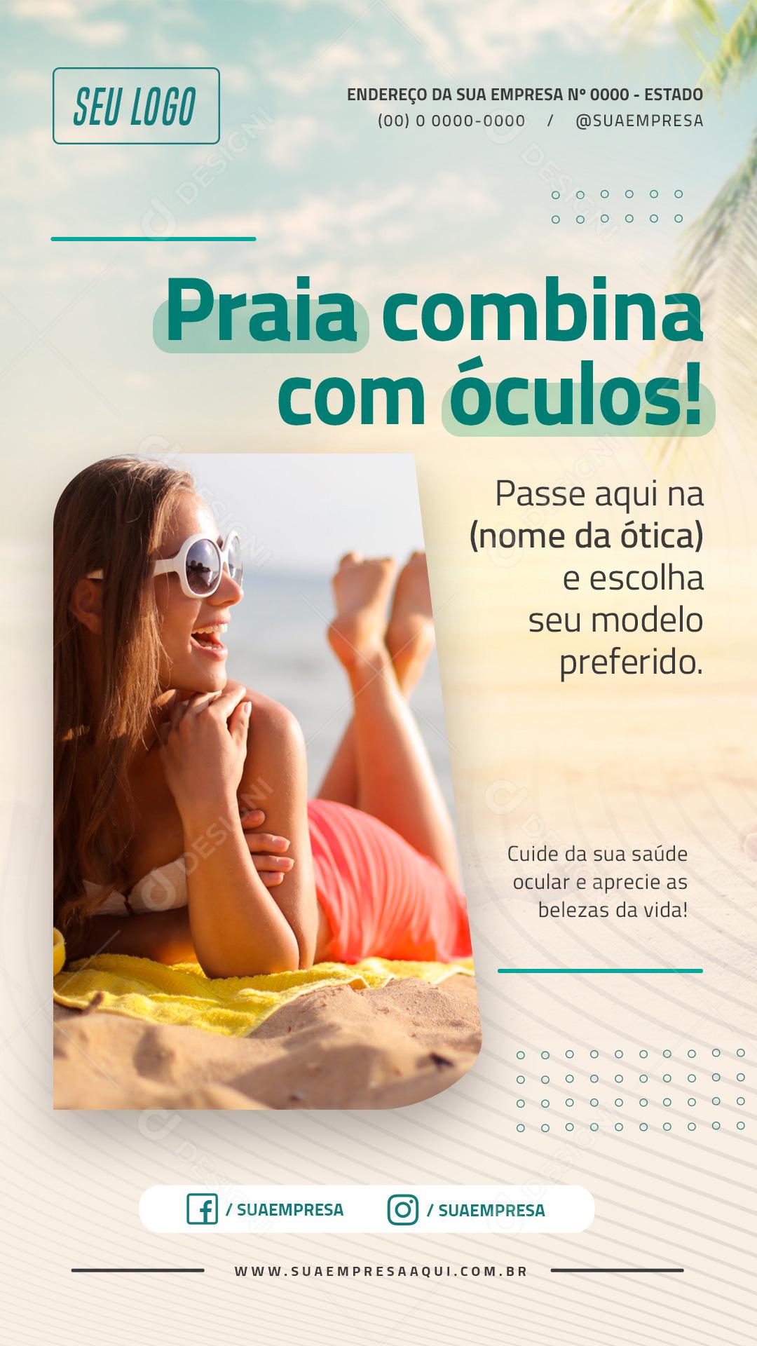 Story Praia Combina Com Óculos Social Media PSD Editável