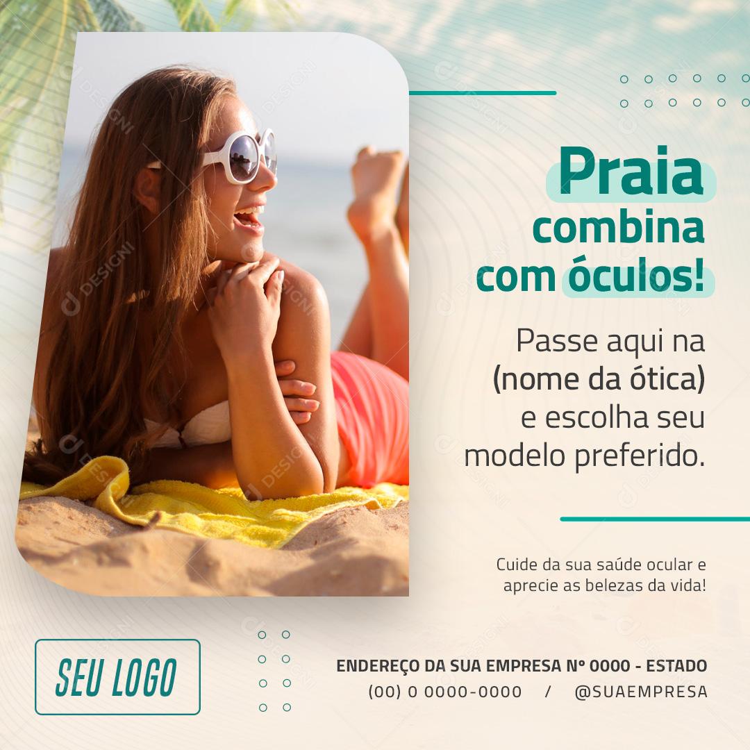 Praia Combina Com Óculos Social Media PSD Editável