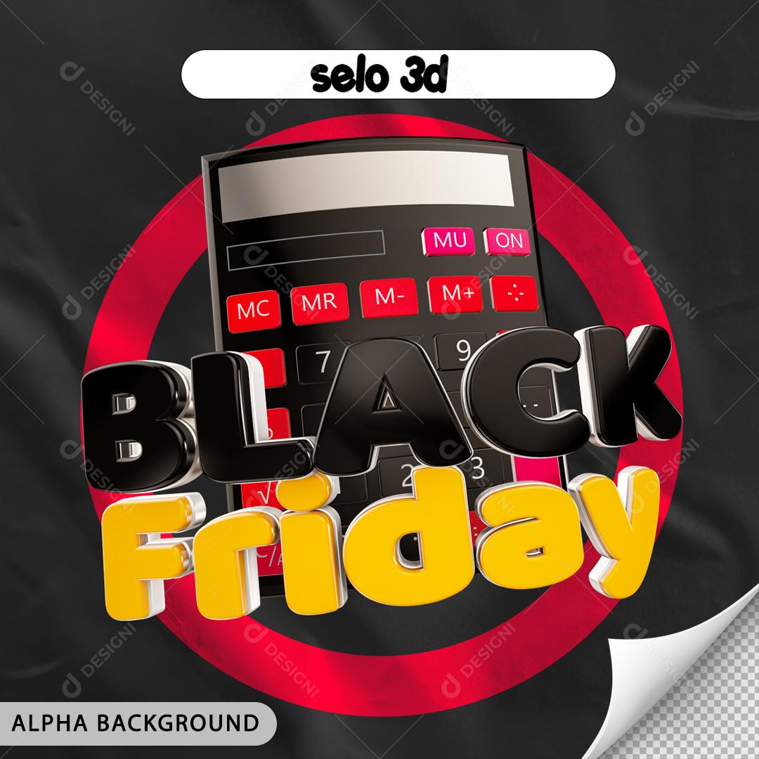Selo 3D para Composição Black Friday PNG Transparente Sem Fundo