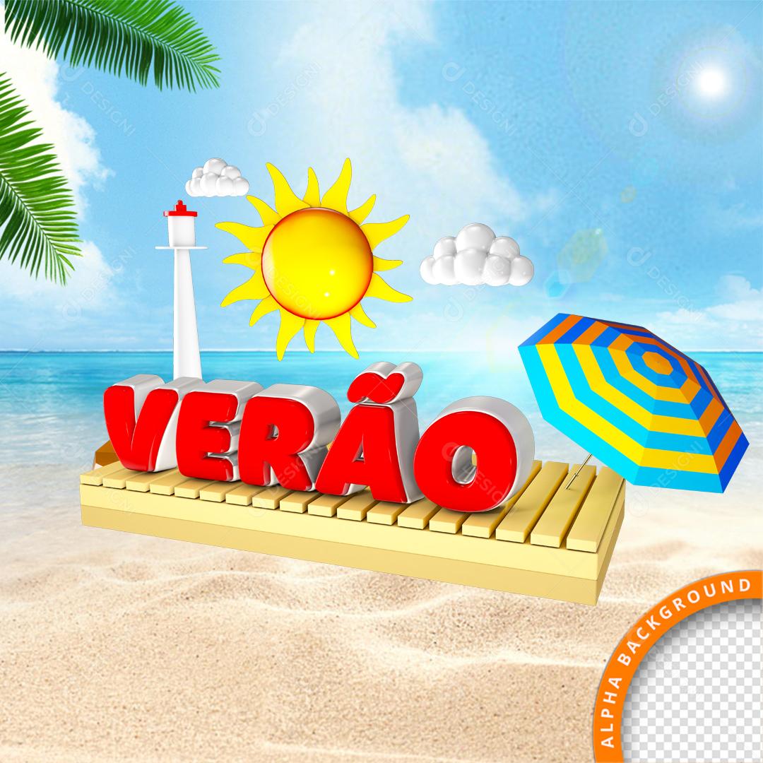 Selo 3D para Composição Verão PNG Transparente Sem Fundo