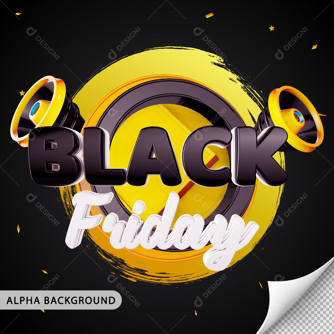 Selo 3D para Composição Black Friday PNG Transparente Sem Fundo