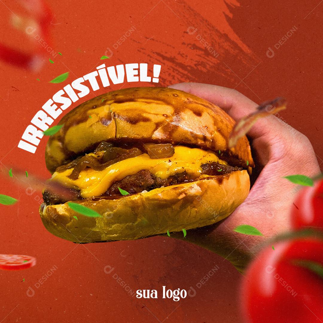 Irresistível Hambúrguer Social Media PSD Editável