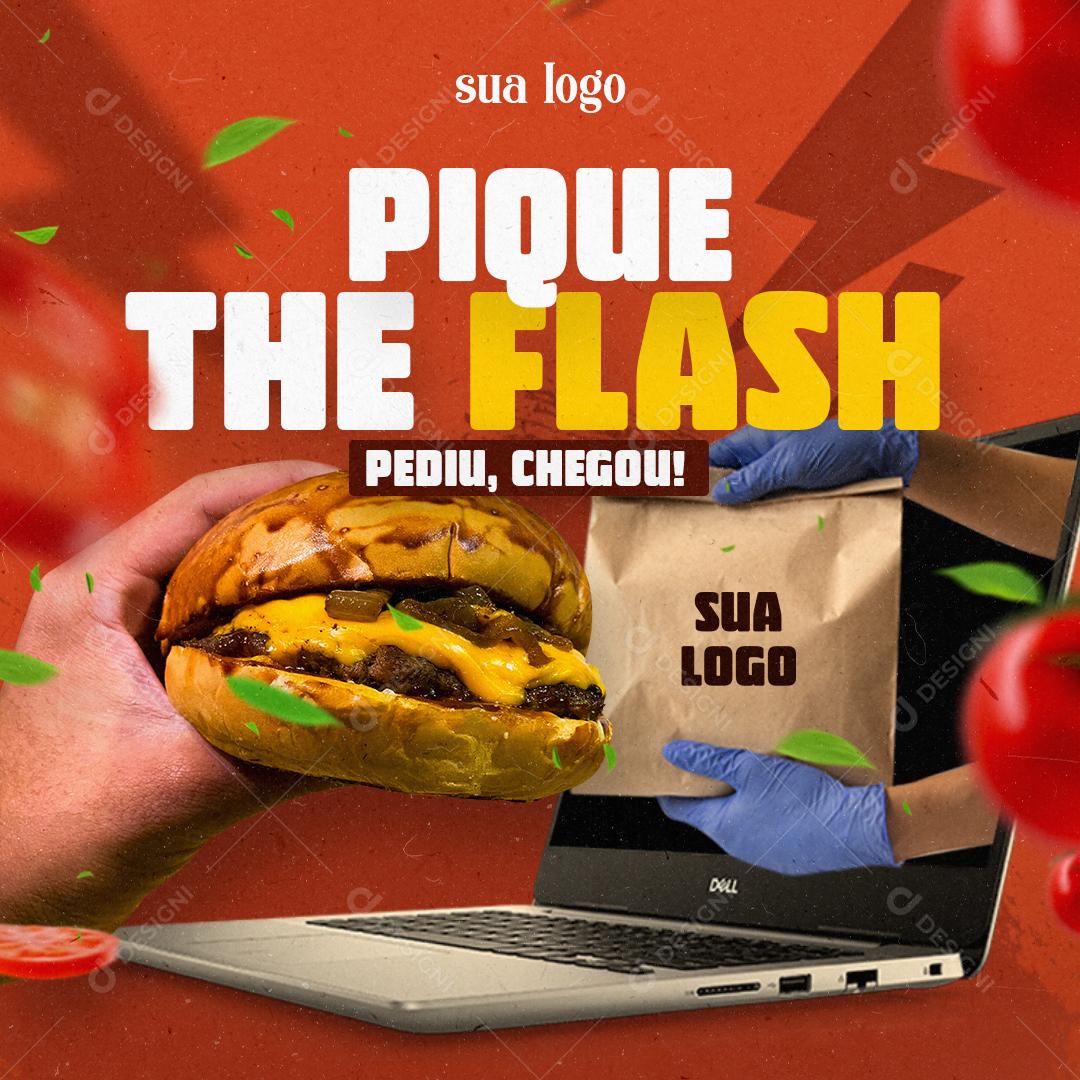 Pique The Flash Pediu Chegou Social Media PSD Editável