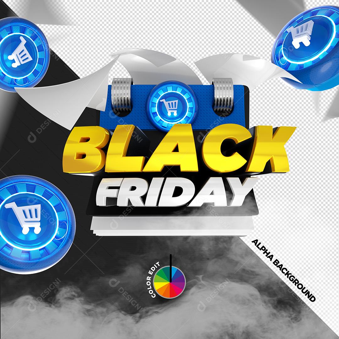 Selo 3D Black Friday Cores Editáveis Social Media PSD Editável