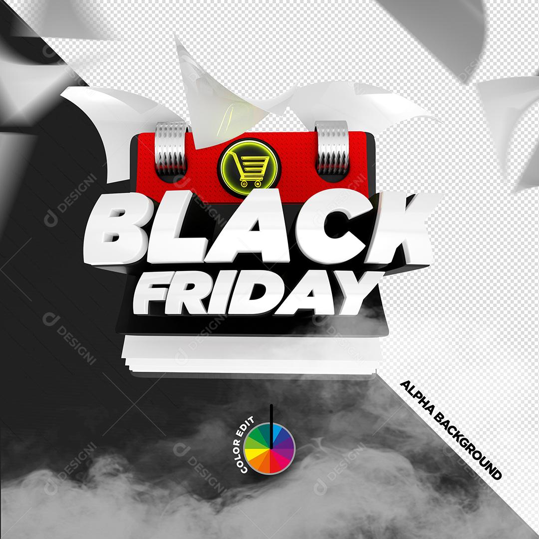 Selo 3D Black Friday Cores Editáveis Social Media PSD Editável