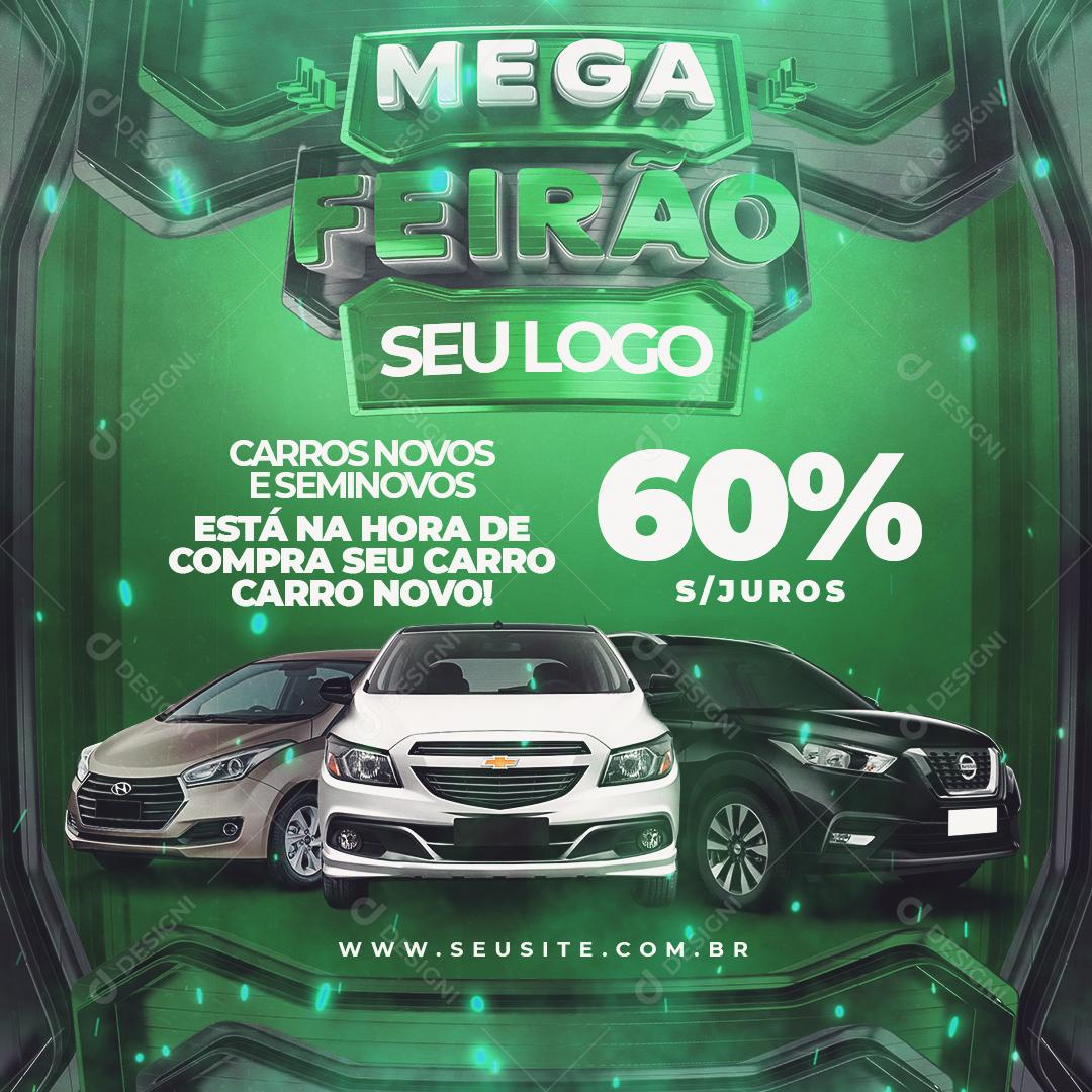 Mega Feirão Carros Novos e Seminovos Social Media PSD Editável