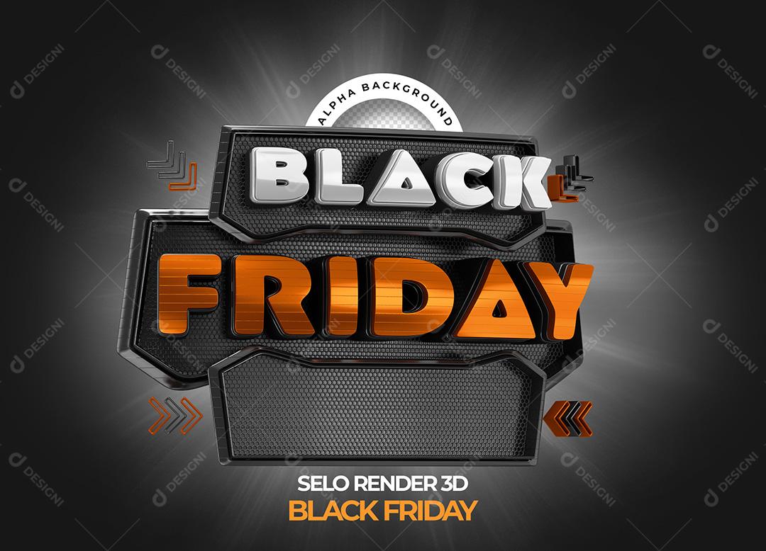 Selo 3D para Composição Black Friday PNG Transparente Sem Fundo