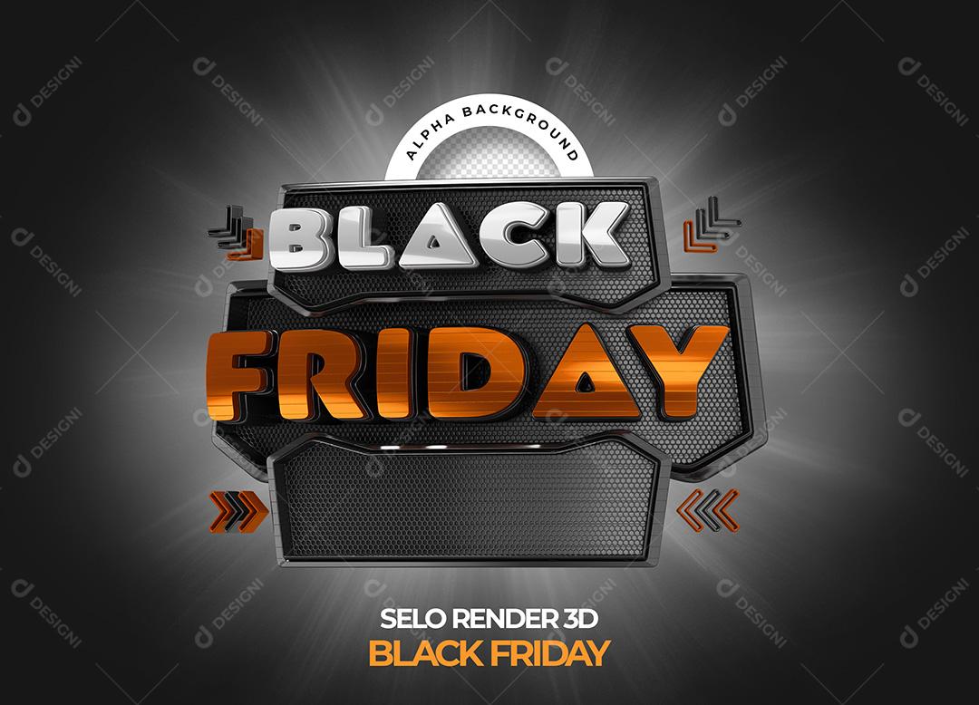 Selo 3D para Composição Black Friday PNG Transparente Sem Fundo