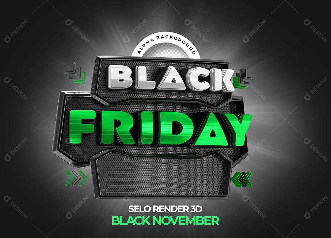 Selo 3D para Composição Black Friday PNG Transparente Sem Fundo