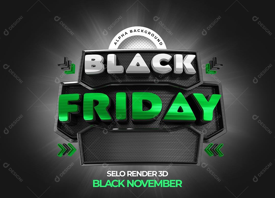 Selo 3D para Composição Black Friday PNG Transparente Sem Fundo