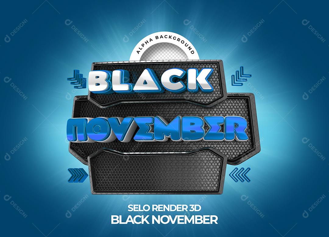 Selo 3D para Composição Black November PNG Transparente Sem Fundo