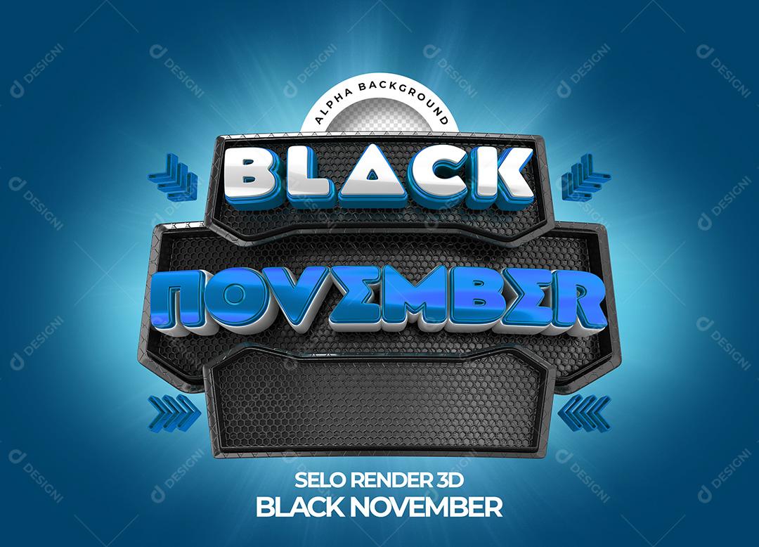 Selo 3D para Composição Black November PNG Transparente Sem Fundo