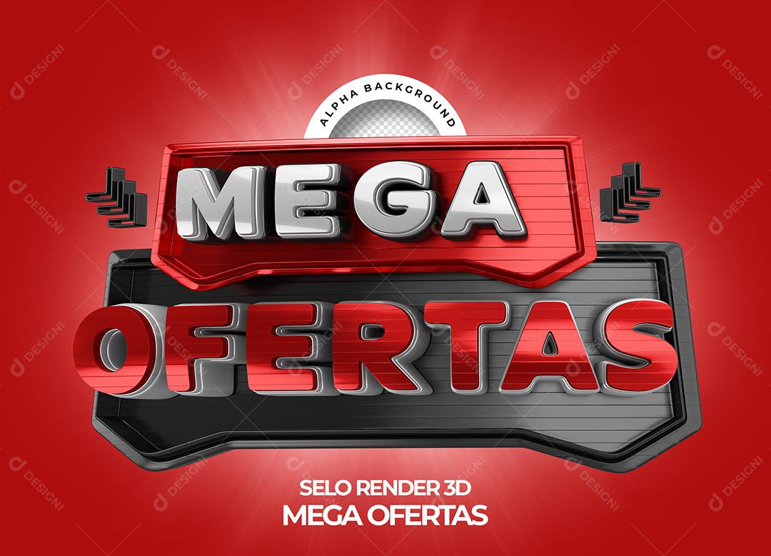 Selo 3D para Composição Mega Ofertas PNG Transparente Sem Fundo