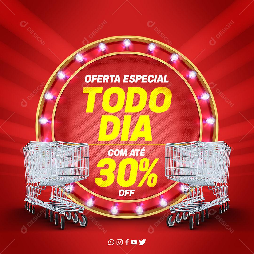 Post Feed Supermercados Oferta Todo Dia Texto Editável PSD