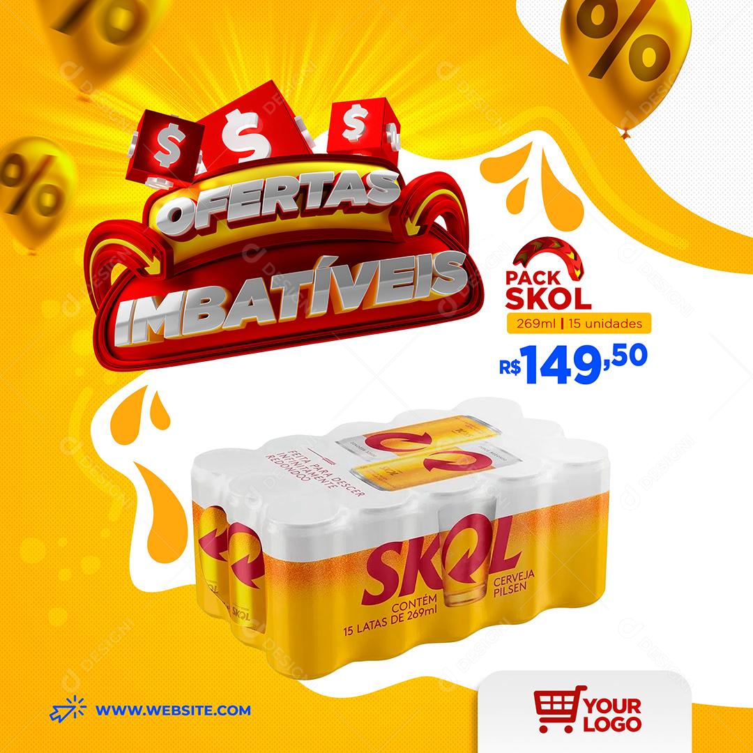 Ofertas Imbatíveis Pack de Skol Cerveja Social Media PSD Editável