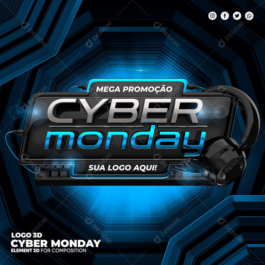 Selo 3D para Composição Cyber Monday PSD
