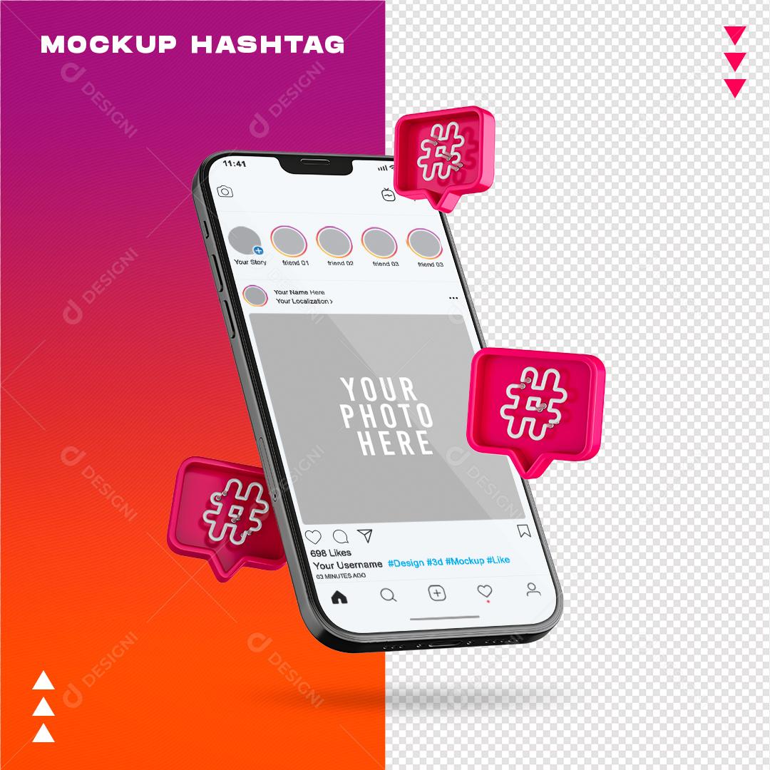 Mockup de Instagram em Celular PSD Editável