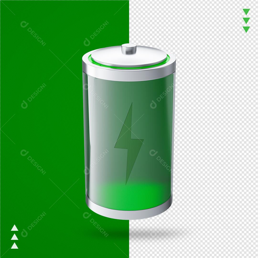 Elemento 3D para Composição Bateria Cheia PNG Transparente Sem Fundo