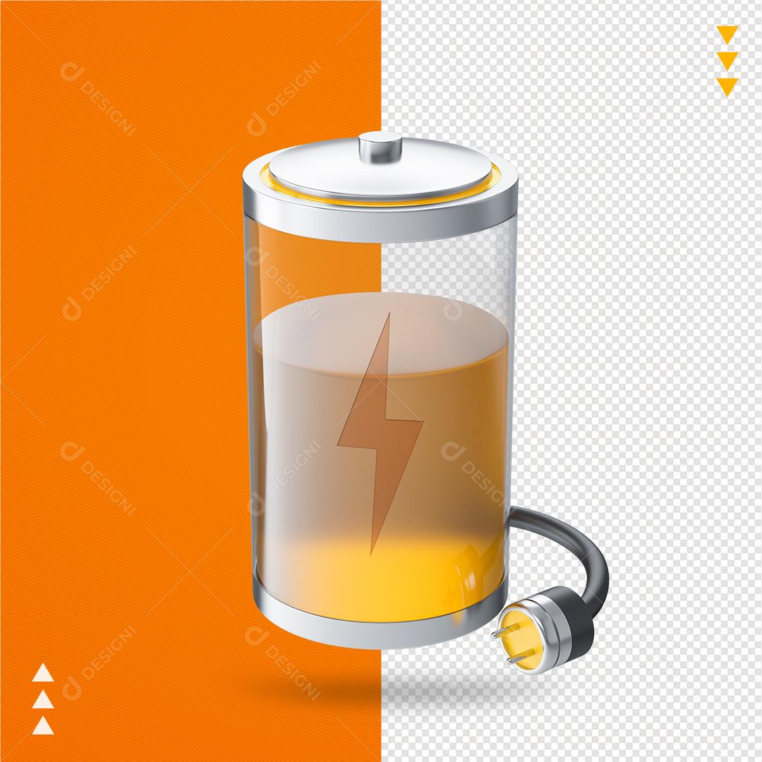 Elemento 3D para Composição Bateria Média PNG Transparente Sem Fundo