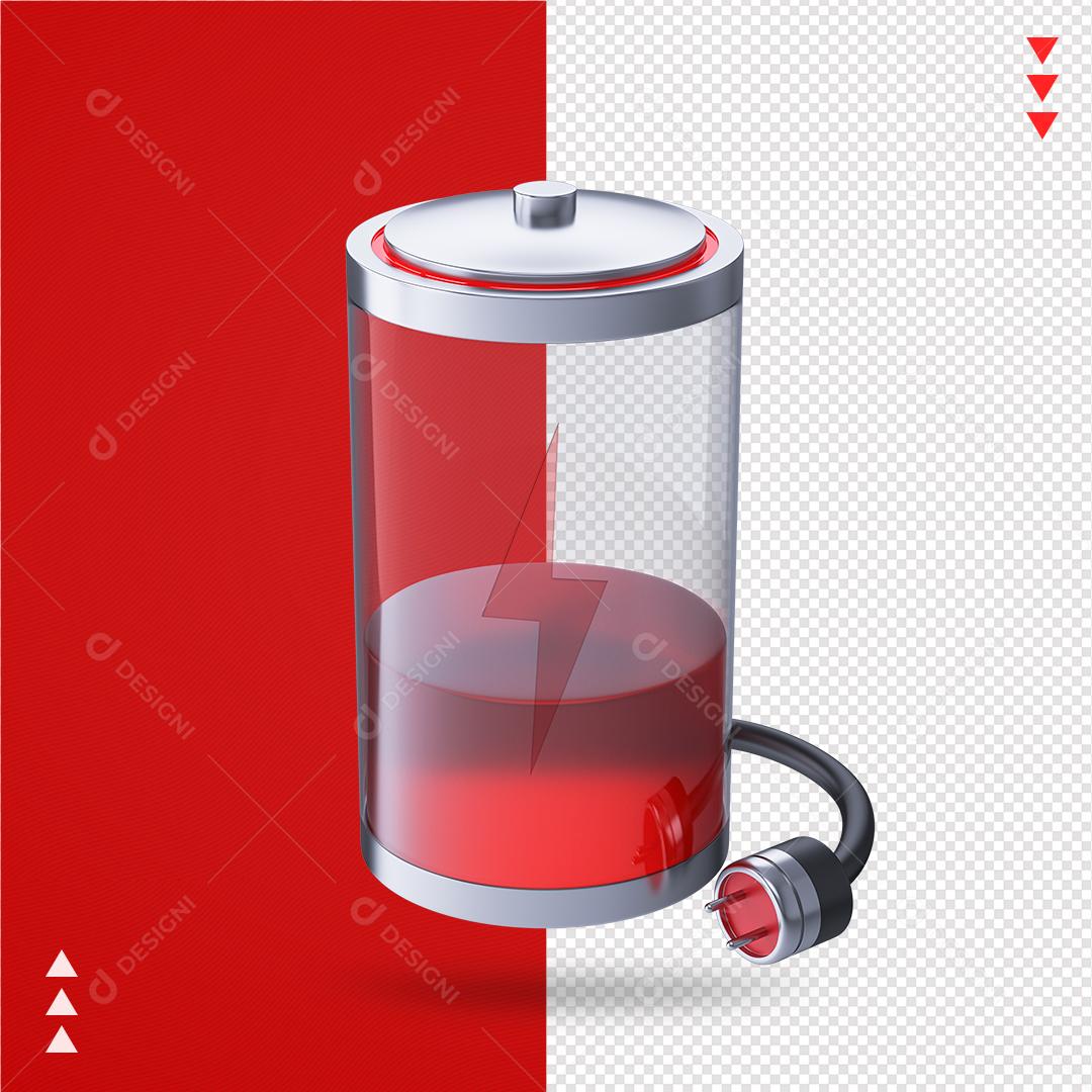 Elemento 3D para Composição Bateria Vazia PNG Transparente Sem Fundo