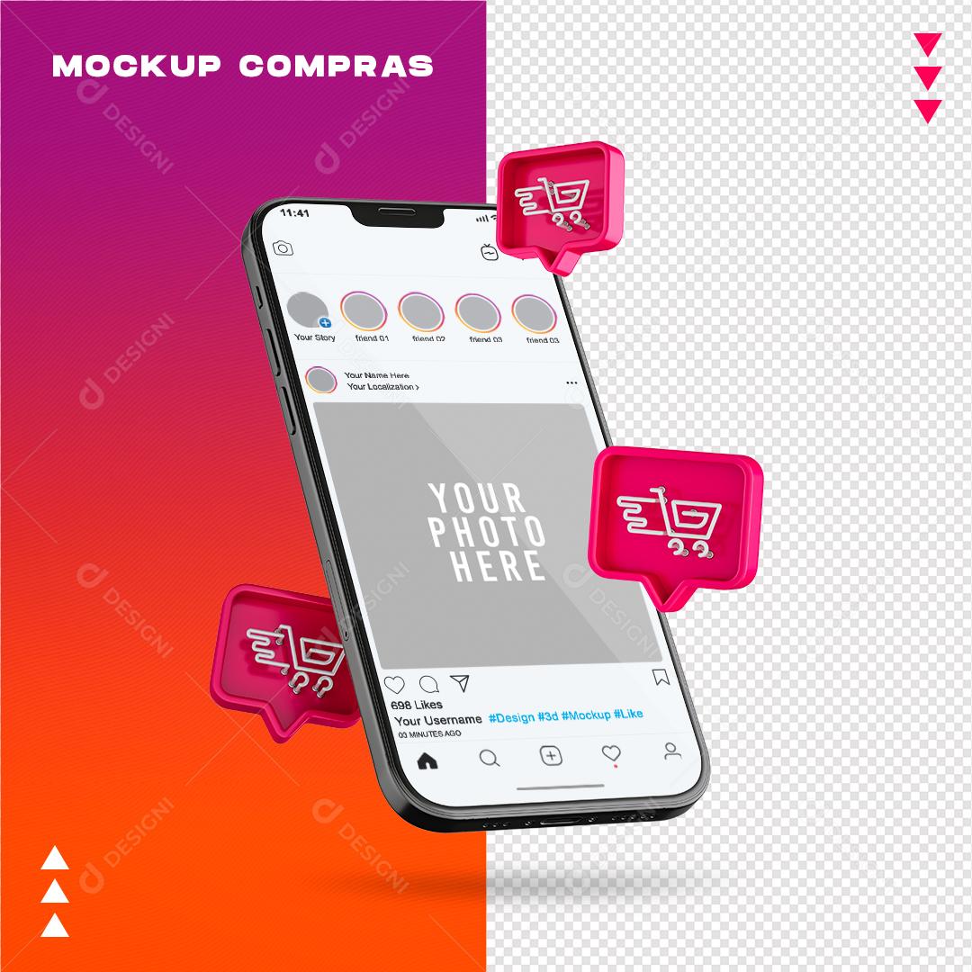 Mockup de Instagram para Vendas em Celular PSD Editável